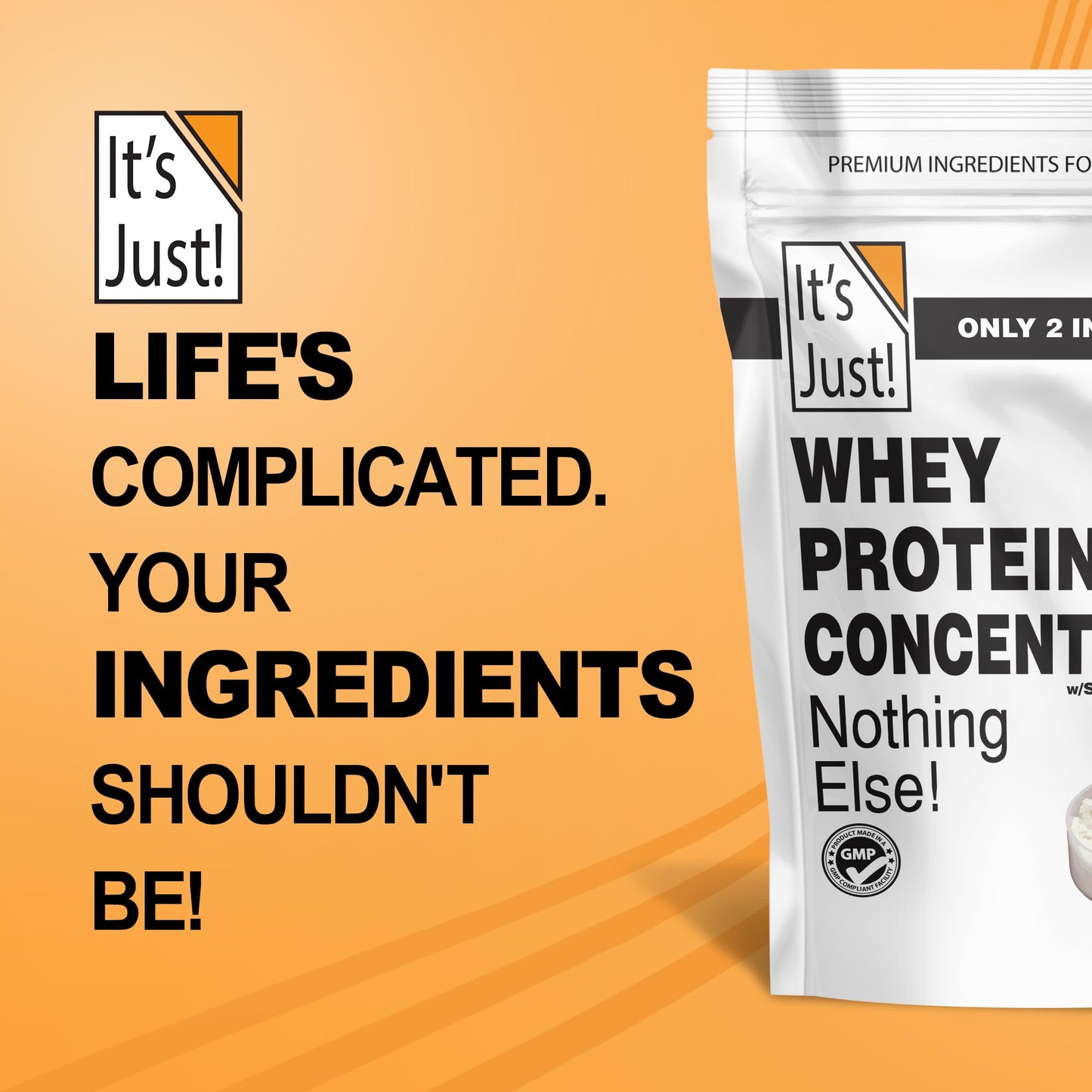 It's Just! - 100% Whey Protein Concentrate, Made in USA, RBST/rBGH Hormone Free, Premium WPC - 80, No Added Flavors or Artificial Sweeteners (1.25 Pound, Unflavored) - Fresh Hearth