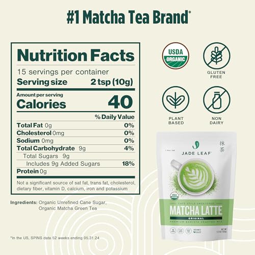 Jade Leaf Matcha Organic Café Style Sweetened Matcha Latte Premium Barista Crafted Mix - Original - Authentically Japanese (5.3 Ounce Pouch) - Fresh Hearth
