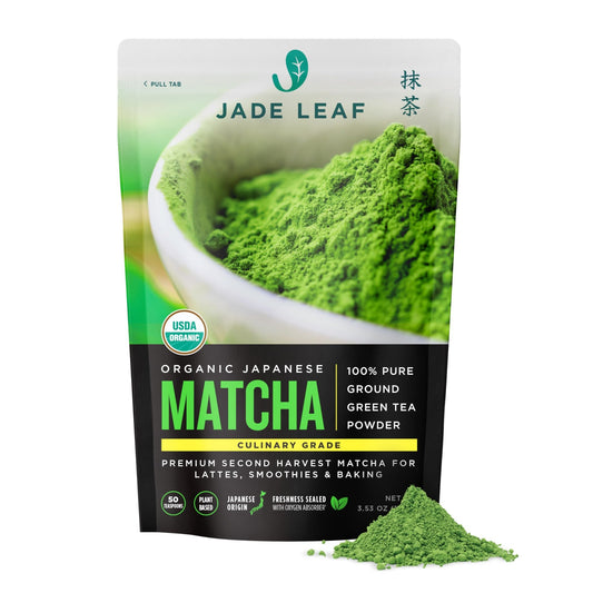Jade Leaf Matcha Organic Culinary Grade Matcha Powder - Premium Second Harvest - Authentic Japanese Origin (3.53 Ounce Resealable Pouch) - Fresh Hearth