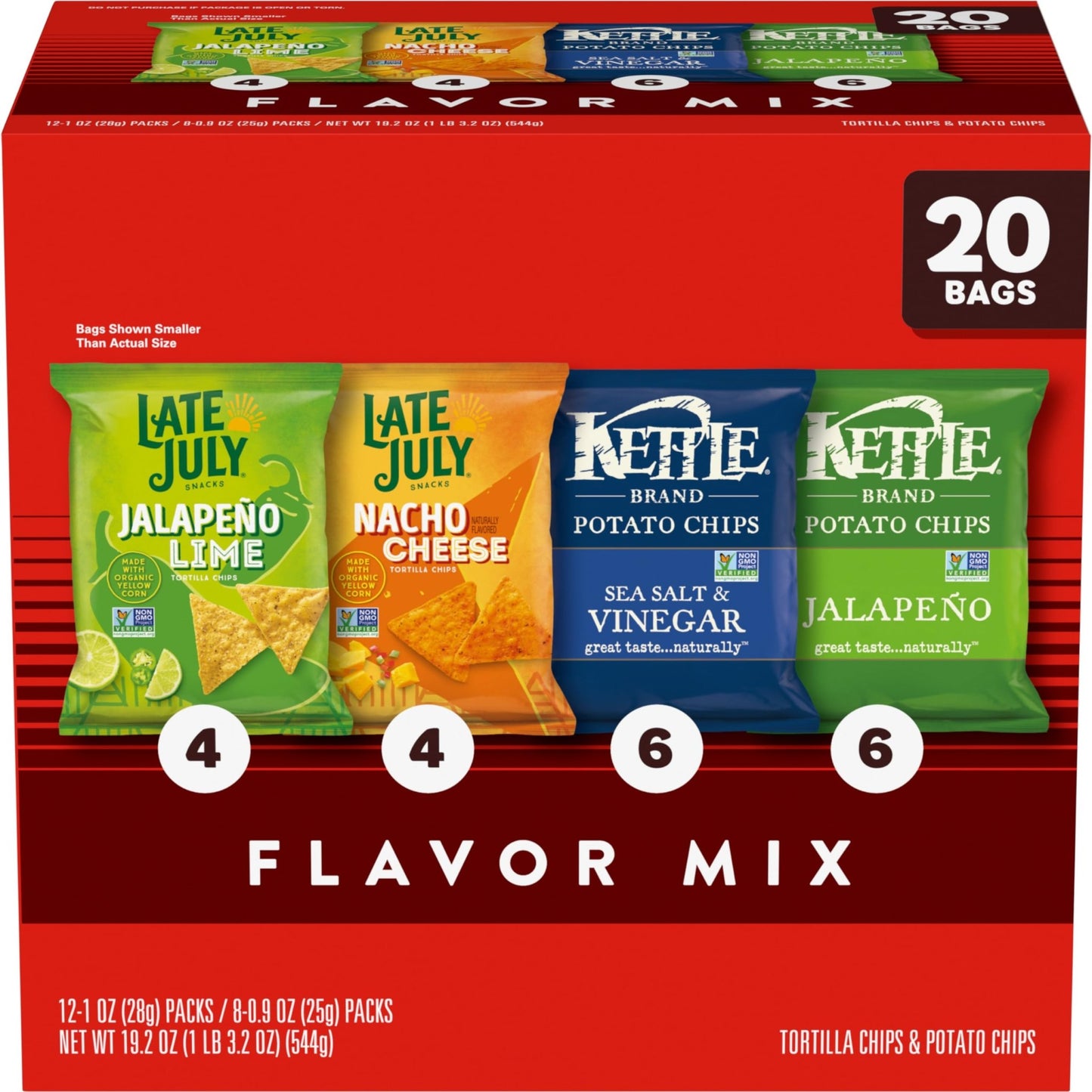 Kettle Brand and Late July Snacks Mix Variety Pack, 20 Count Snack Bags - Fresh Hearth