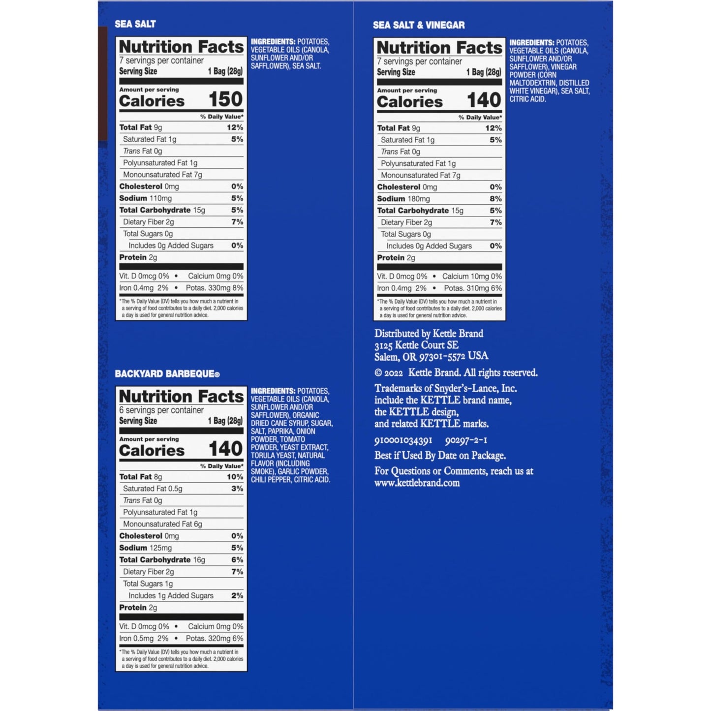 Kettle Brand Potato Chips Variety Pack, 1 Oz, 20 Ct - Fresh Hearth