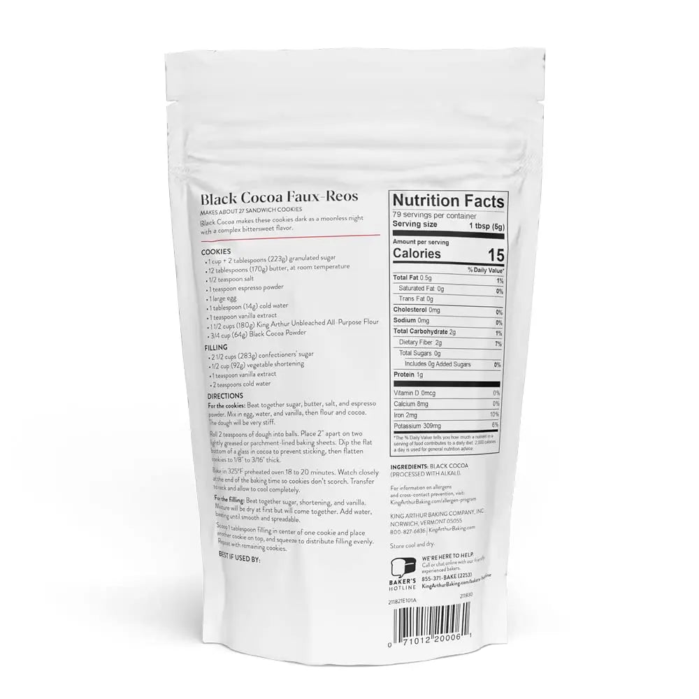 King Arthur Black Cocoa: Dutch Processed Cocoa Powder for Baking - Intense Dark Chocolate Flavor, Unsweetened, Perfect for Cakes, Cookies & Frosting - 14 oz Resealable Bag - Fresh Hearth