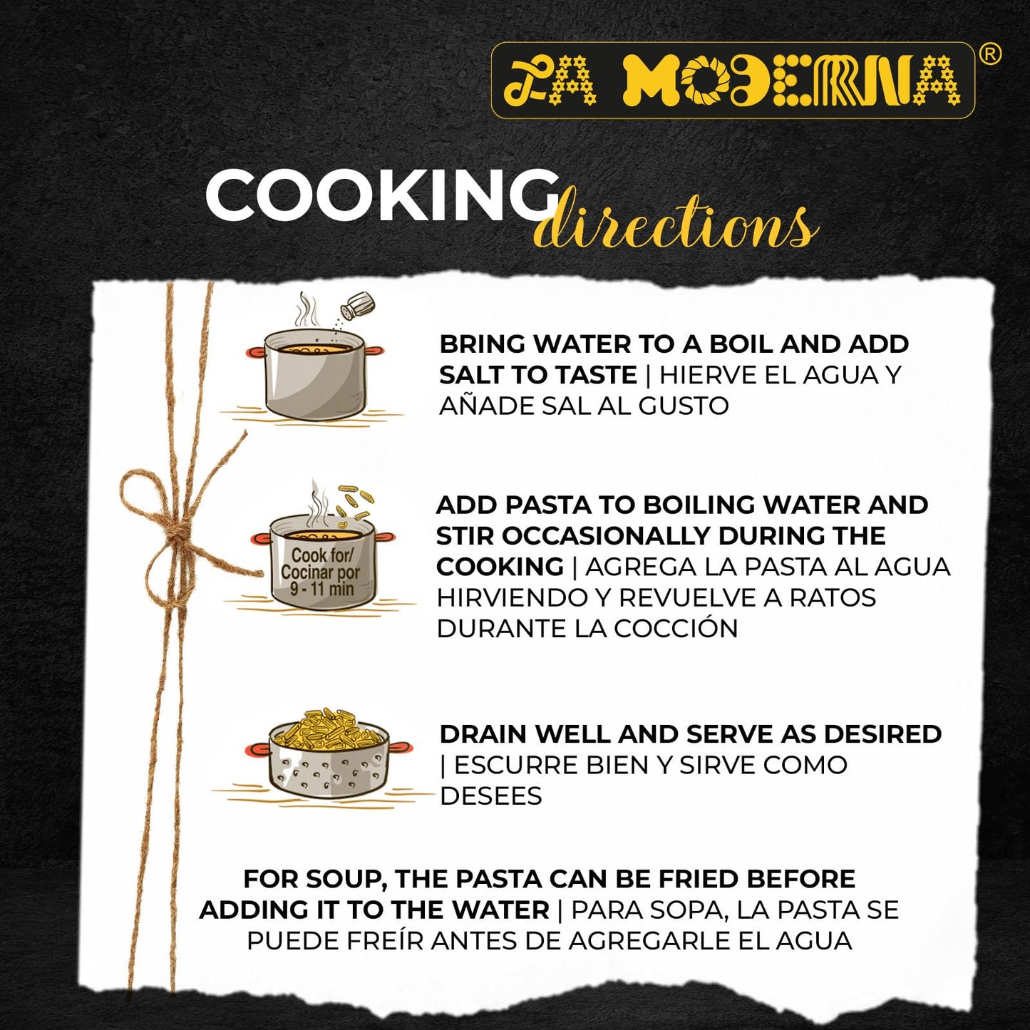 LA MODERNA, Corbata, Pasta, Hecha con Sémola de Trigo Durum, Enriquecida con Vitaminas y Hierro, 7 oz, Pack de 20 - Fresh Hearth