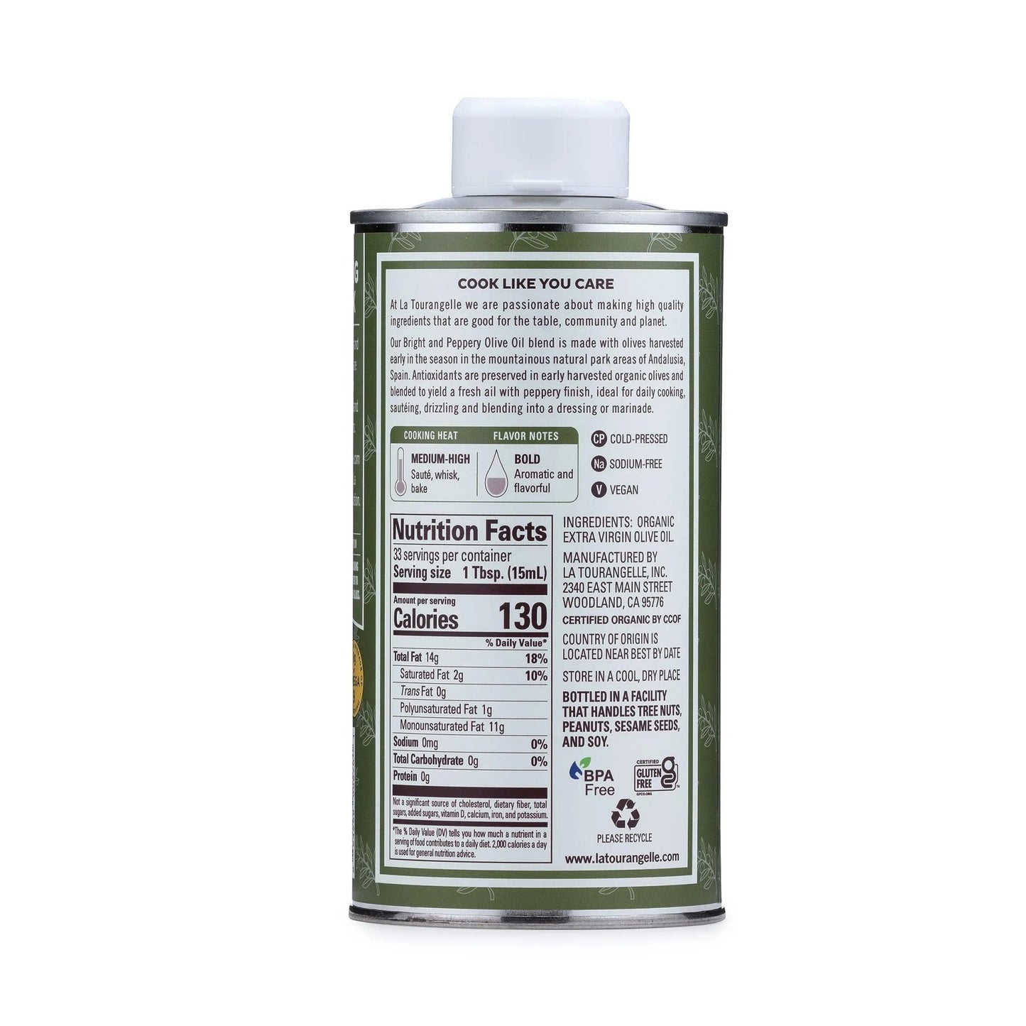 La Tourangelle, Organic Extra Virgin Olive Oil, Cold - Pressed High Antioxidant Picual Olives From Spain, 16.9 fl oz - Fresh Hearth