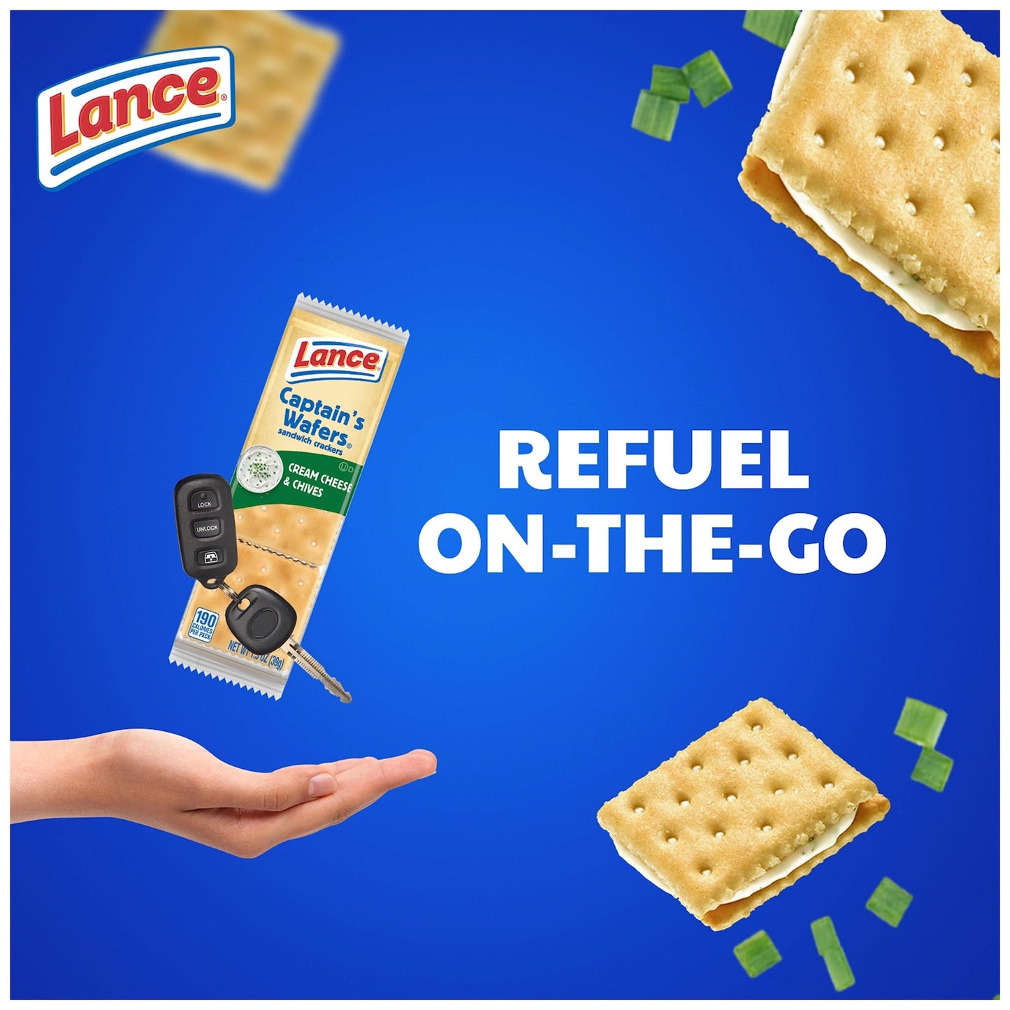 Lance Sandwich Crackers, Captain's Wafers Cream Cheese and Chives, 10 Packs, 6 Sandwiches Each - Fresh Hearth