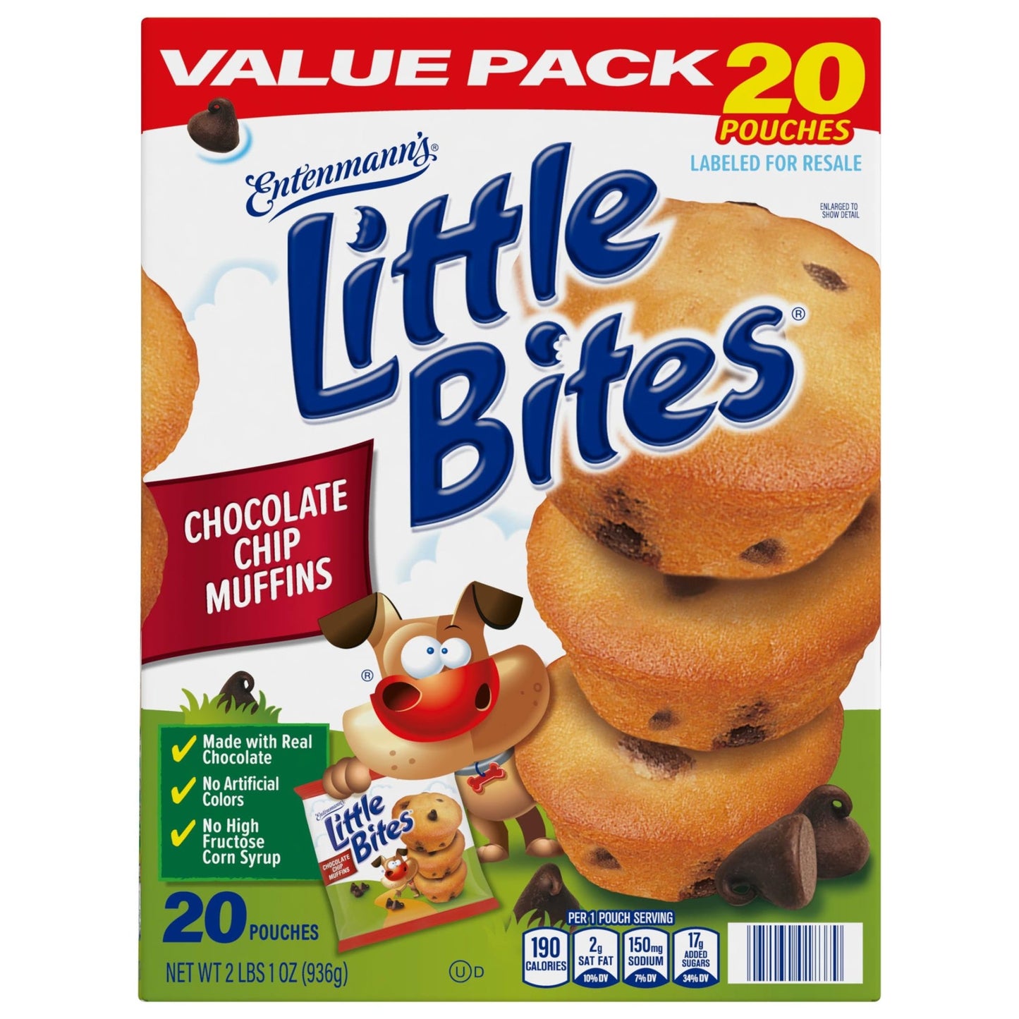 Little Bites Chocolate Chip Muffins, 20 individual packs, (4 ct each), Mini Muffins, 33 oz Multipack - Fresh Hearth