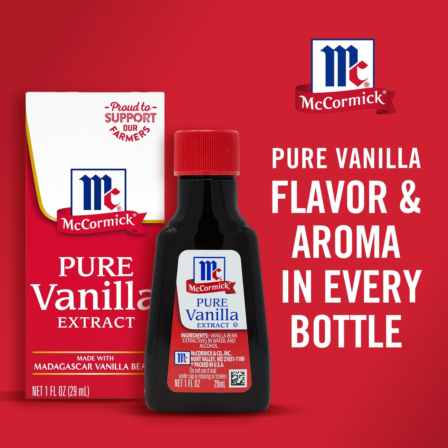 McCormick Vanilla Extract, Pure, Gluten Free, Non - GMO, Made with Madagascar Vanilla Beans, 1 fl oz - Fresh Hearth