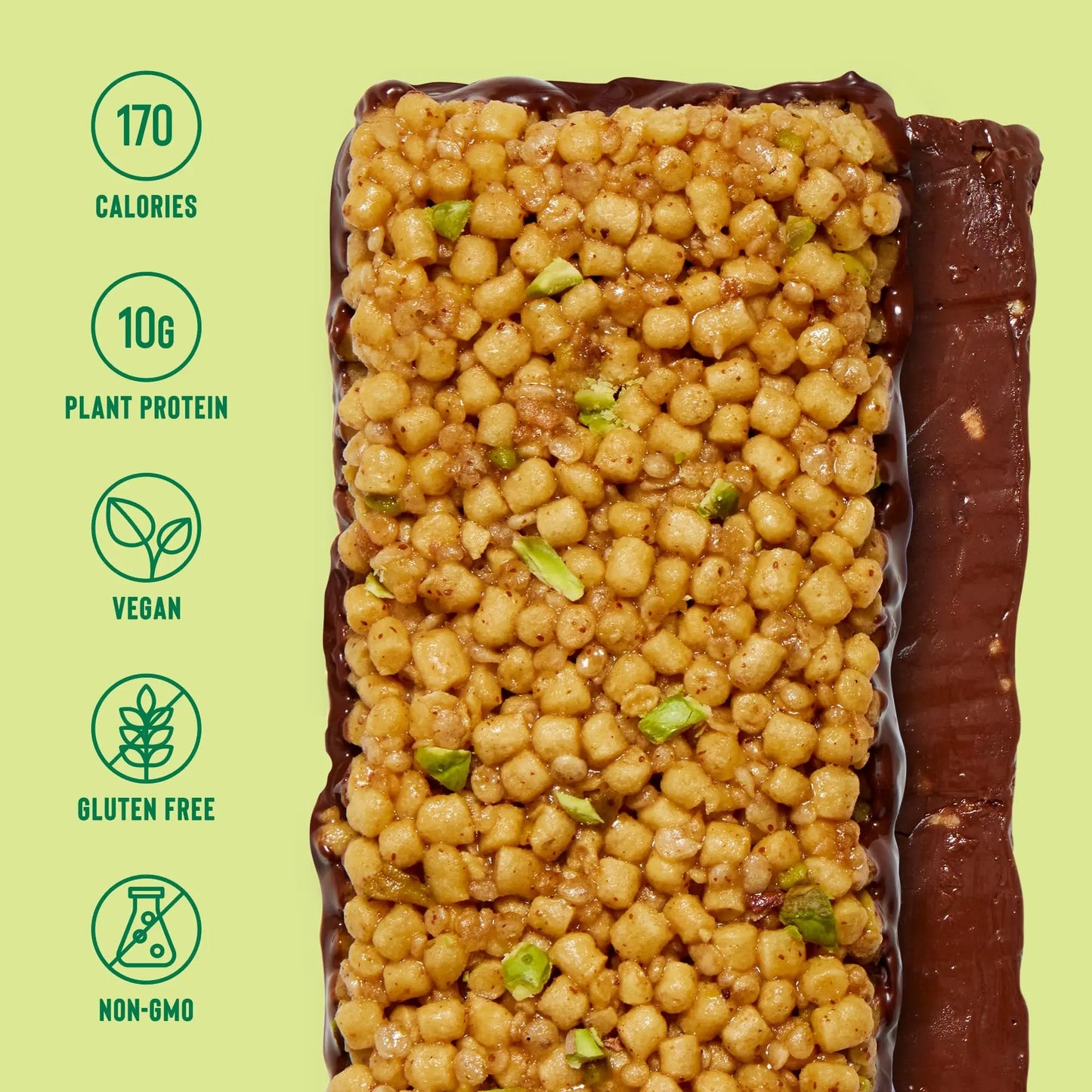 Mezcla Puff Mix Crispy Protein Bars, Gluten Free & Vegan Protein Bars, 10g Protein, Alt for Pistachio Dubai Chocolate Bar, Granola Bars & Breakfast Bars, Healthy Snacks for Adults, Pistachio Chocolate, 12 Pack - Fresh Hearth