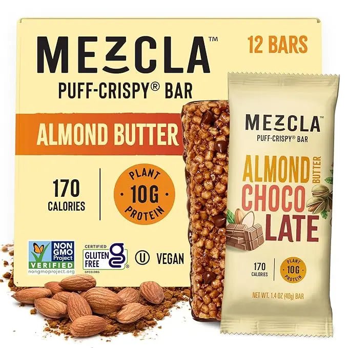 Mezcla Puff Mix Crispy Protein Bars, Gluten Free & Vegan Protein Bars, 10g Protein, Alt for Pistachio Dubai Chocolate Bar, Granola Bars & Breakfast Bars, Healthy Snacks for Adults, Pistachio Chocolate, 12 Pack - Fresh Hearth