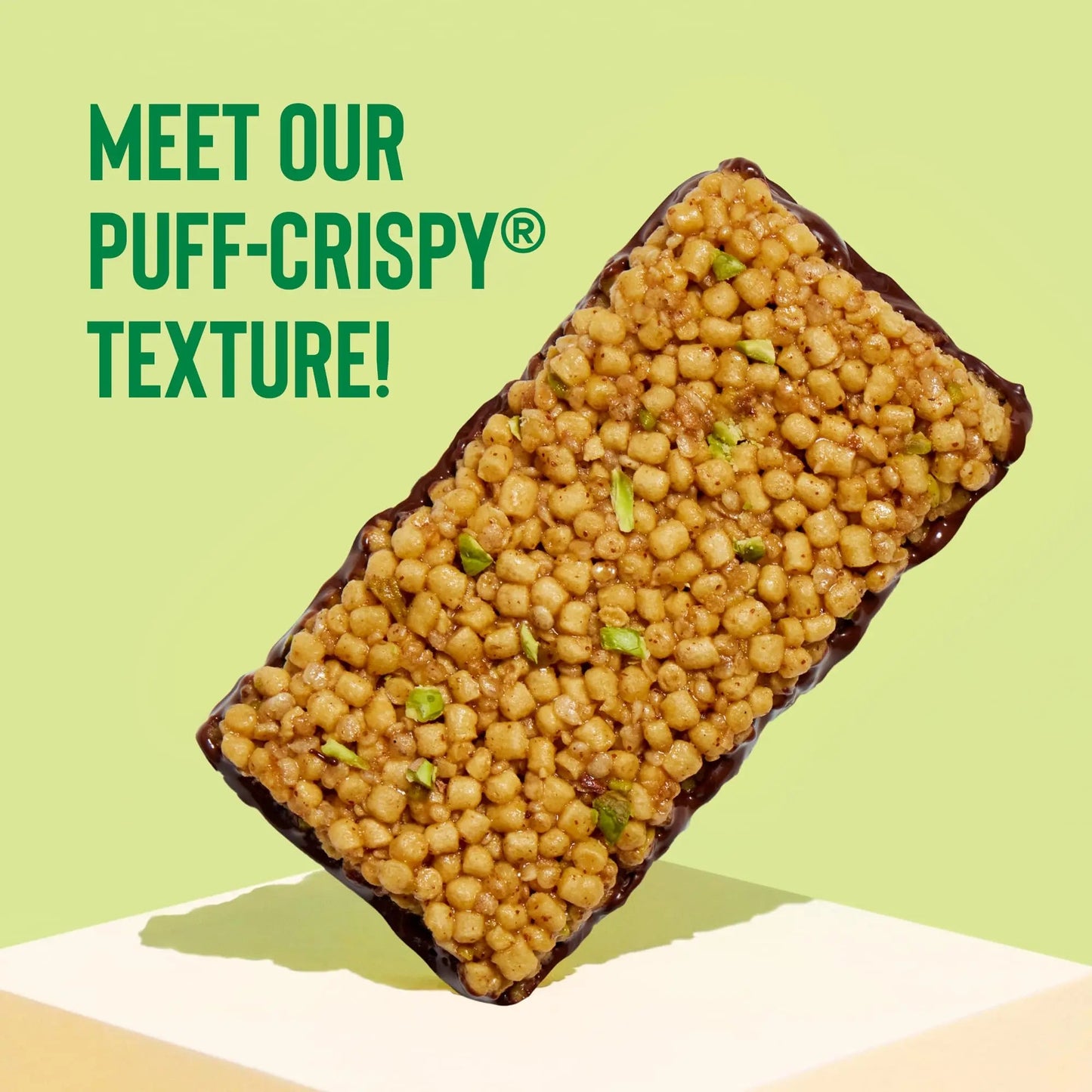 Mezcla Puff Mix Crispy Protein Bars, Gluten Free & Vegan Protein Bars, 10g Protein, Alt for Pistachio Dubai Chocolate Bar, Granola Bars & Breakfast Bars, Healthy Snacks for Adults, Pistachio Chocolate, 12 Pack - Fresh Hearth