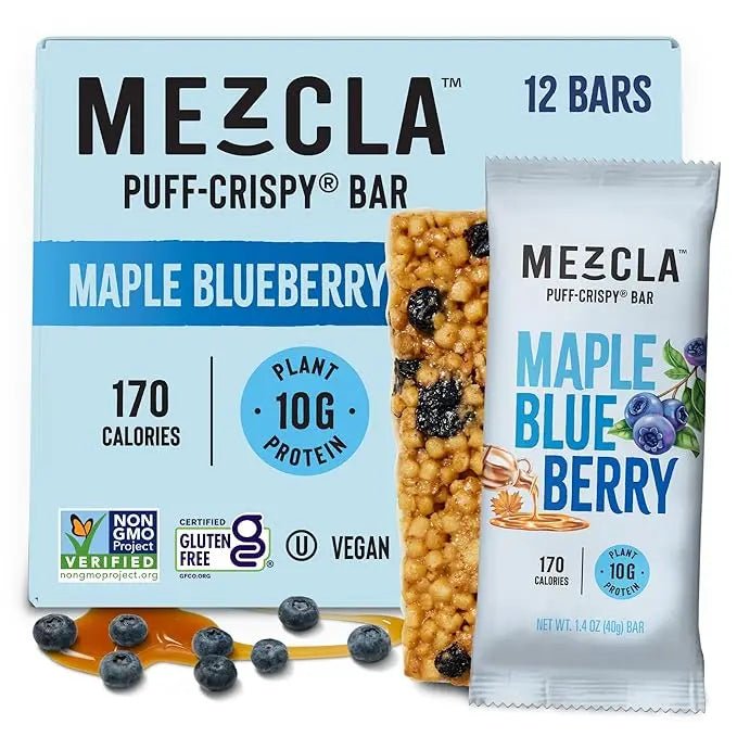 Mezcla Puff Mix Crispy Protein Bars, Gluten Free & Vegan Protein Bars, 10g Protein, Alt for Pistachio Dubai Chocolate Bar, Granola Bars & Breakfast Bars, Healthy Snacks for Adults, Pistachio Chocolate, 12 Pack - Fresh Hearth