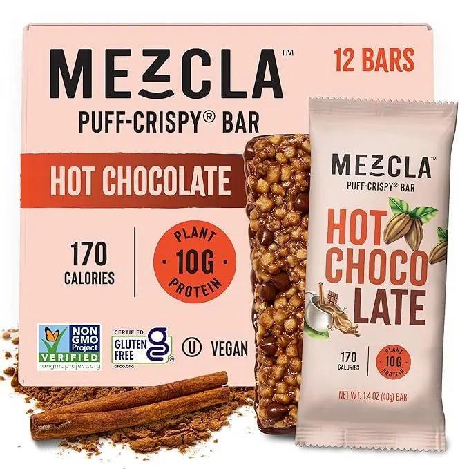 Mezcla Puff Mix Crispy Protein Bars, Gluten Free & Vegan Protein Bars, 10g Protein, Alt for Pistachio Dubai Chocolate Bar, Granola Bars & Breakfast Bars, Healthy Snacks for Adults, Pistachio Chocolate, 12 Pack - Fresh Hearth
