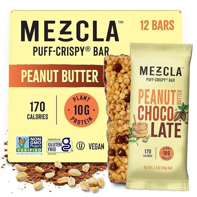 Mezcla Puff Mix Crispy Protein Bars, Gluten Free & Vegan Protein Bars, 10g Protein, Alt for Pistachio Dubai Chocolate Bar, Granola Bars & Breakfast Bars, Healthy Snacks for Adults, Pistachio Chocolate, 12 Pack - Fresh Hearth