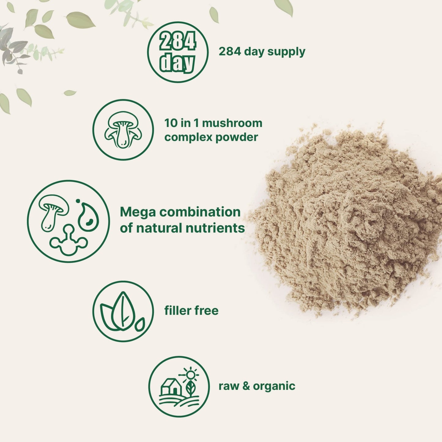 Micro Ingredients Organic Mega Mushroom Powder,10 Ounce (284 Days Supply) | 10 in 1 Complex Formula for Immune System Booster | Chaga, Lions Mane, Cordyceps, Reishi & More | Filler Free, Vegan - Fresh Hearth