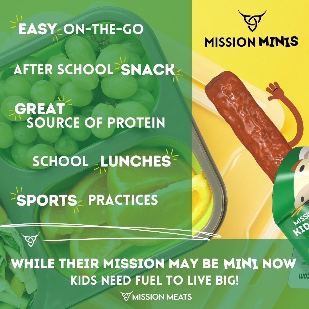 Mission Meats Kids Beef Sticks – 100% Grass Fed & Pasture Raised, Healthy Snacks for Kids and Toddlers, Gluten & Nut Free, Non - GMO, 0.5oz, 24 Count (Pack of 1) - Fresh Hearth