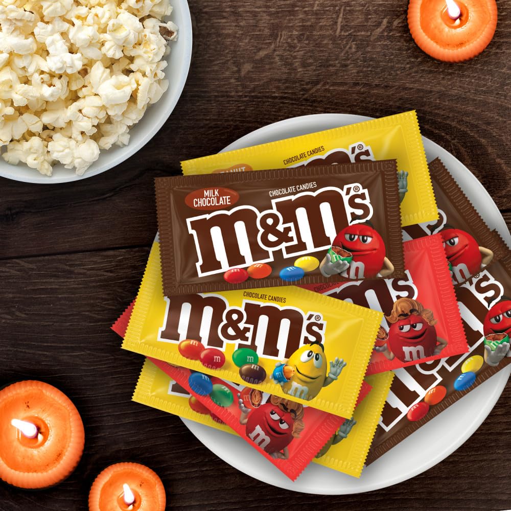 M&M'S Milk Chocolate Candy, Halloween Variety Pack, Full Size, Pack of 18, Bulk Candy Chocolate Individually Wrapped - Fresh Hearth