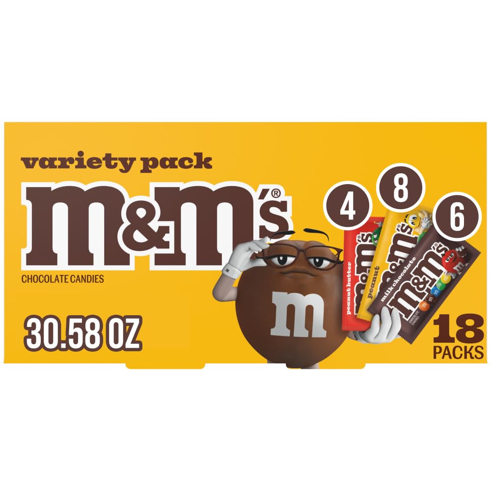 M&M'S Milk Chocolate Candy, Halloween Variety Pack, Full Size, Pack of 18, Bulk Candy Chocolate Individually Wrapped - Fresh Hearth