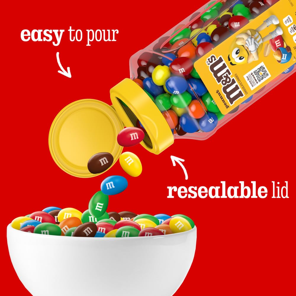 M&M’S Peanut Candy Jars, Assorted Chocolate Candies, Party Size Bulk, Movie Night Treats, Bulk Chocolate Candy, Buffet Chocolates, Resealable and Recyclable, 23 Oz Each, Pack of 2 - Fresh Hearth