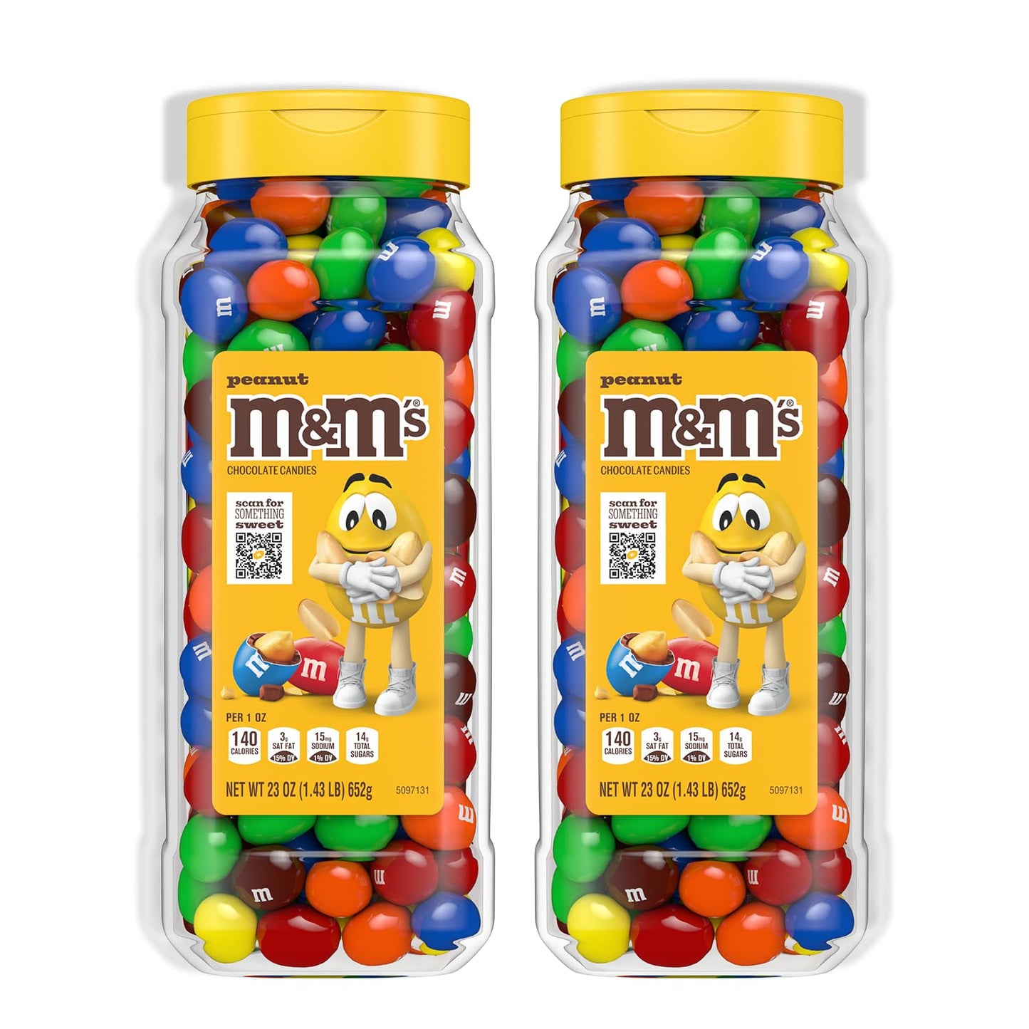M&M’S Peanut Candy Jars, Assorted Chocolate Candies, Party Size Bulk, Movie Night Treats, Bulk Chocolate Candy, Buffet Chocolates, Resealable and Recyclable, 23 Oz Each, Pack of 2 - Fresh Hearth