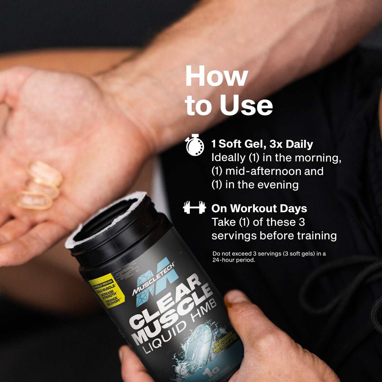 Muscletech HMB Supplements 1000mg, Clear Muscle (42 Liquid Softgels) - Highest Grade HMB for Lean Muscle & Recovery - HMB Free Acid Muscle Supplement - Help Decrease Muscle Breakdown - Fresh Hearth