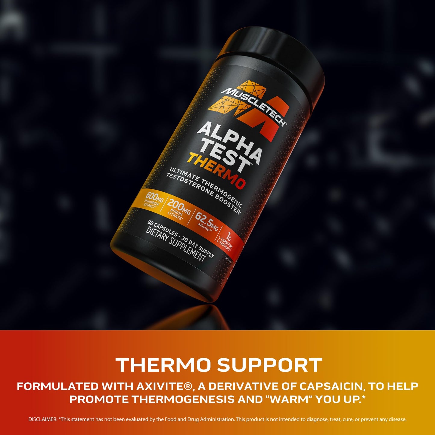MuscleTech Thermogenic Testosterone Booster for Men, AlphaTest Thermo - T - Boost Mens Supplement with Tribulus Terrestris - Male Gym Workout Supplements for Muscle Growth, Stamina & Energy - 90 Pills - Fresh Hearth