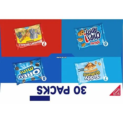 Nabisco Team Favorites Variety Pack, OREO Mini, CHIPS AHOY! Mini, Teddy Grahams Honey & Barnum's Animal Crackers, 30 Snack Packs - Fresh Hearth
