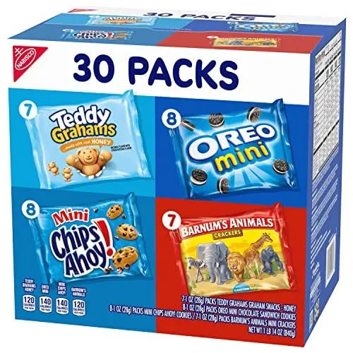 Nabisco Team Favorites Variety Pack, OREO Mini, CHIPS AHOY! Mini, Teddy Grahams Honey & Barnum's Animal Crackers, 30 Snack Packs - Fresh Hearth