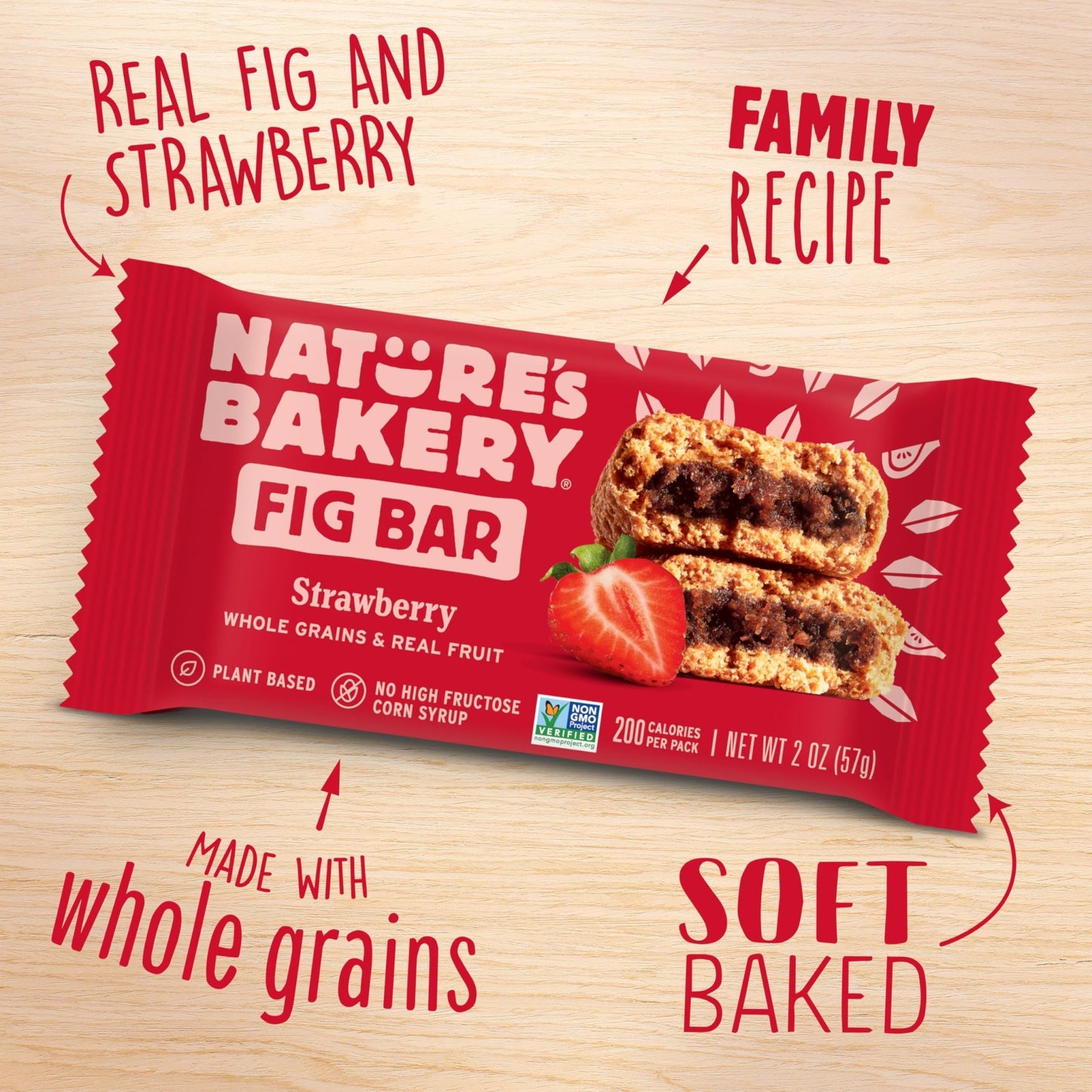 Nature's Bakery Whole Wheat Fig Bars, Real Fruit, Strawberry, 12 Twin packs - Fresh Hearth