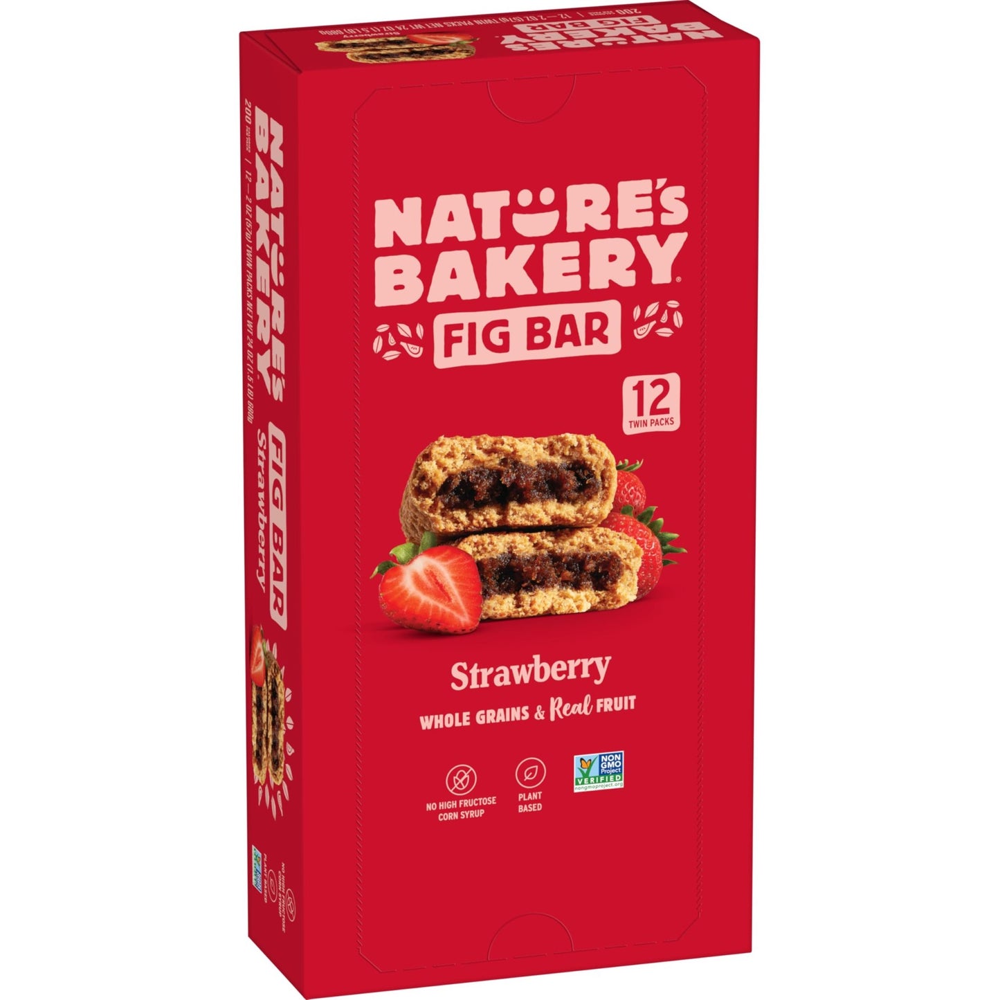 Nature's Bakery Whole Wheat Fig Bars, Real Fruit, Strawberry, 12 Twin packs - Fresh Hearth