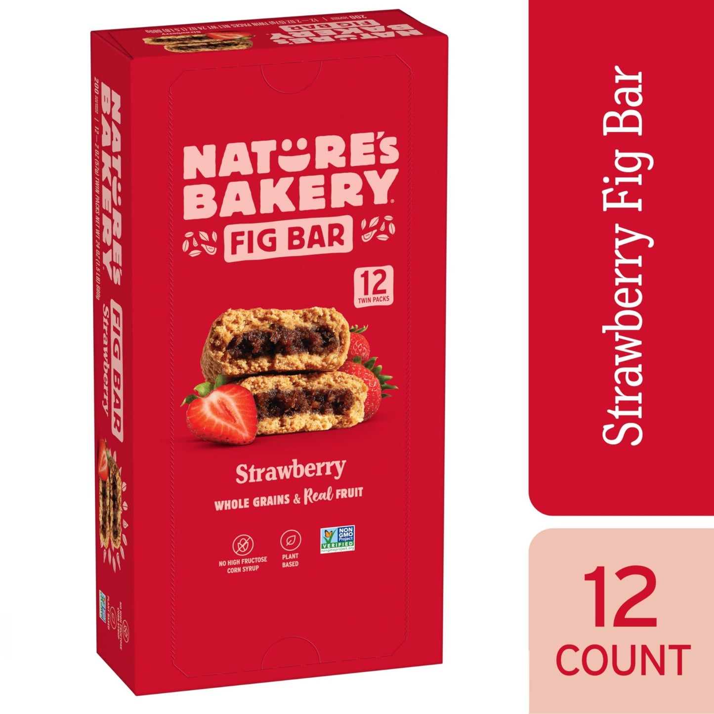 Nature's Bakery Whole Wheat Fig Bars, Real Fruit, Strawberry, 12 Twin packs - Fresh Hearth