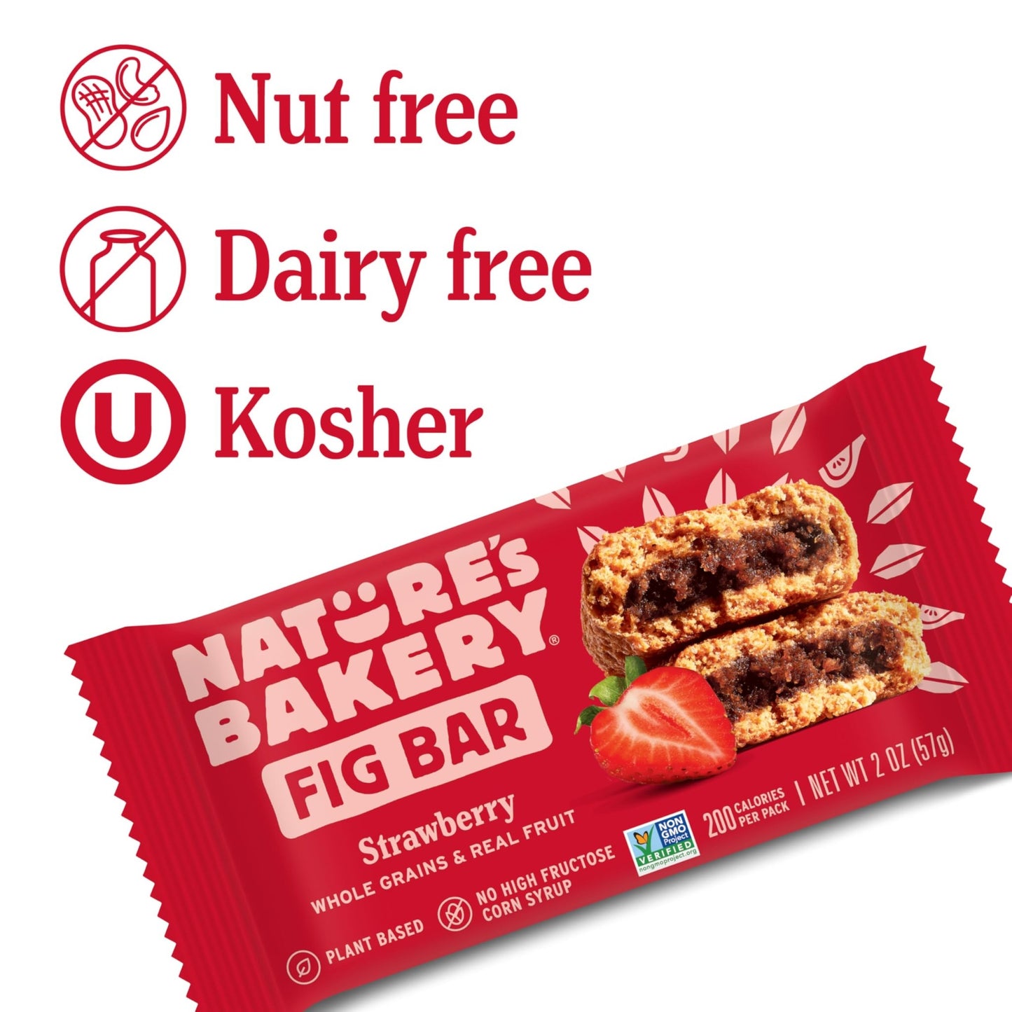 Nature's Bakery Whole Wheat Fig Bars, Real Fruit, Strawberry, 12 Twin packs - Fresh Hearth