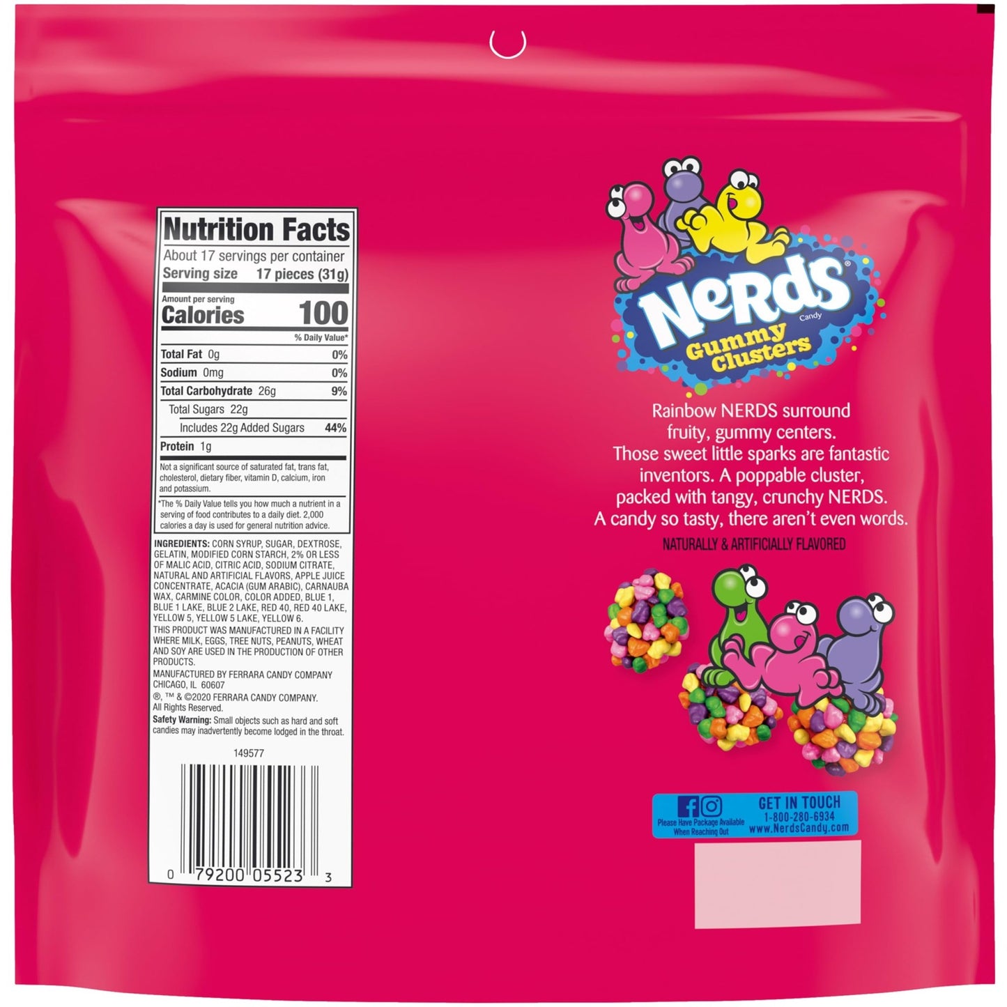 NERDS Gummy Clusters, Candy, Rainbow, Crunchy and Gummy, 18.5 oz - Fresh Hearth
