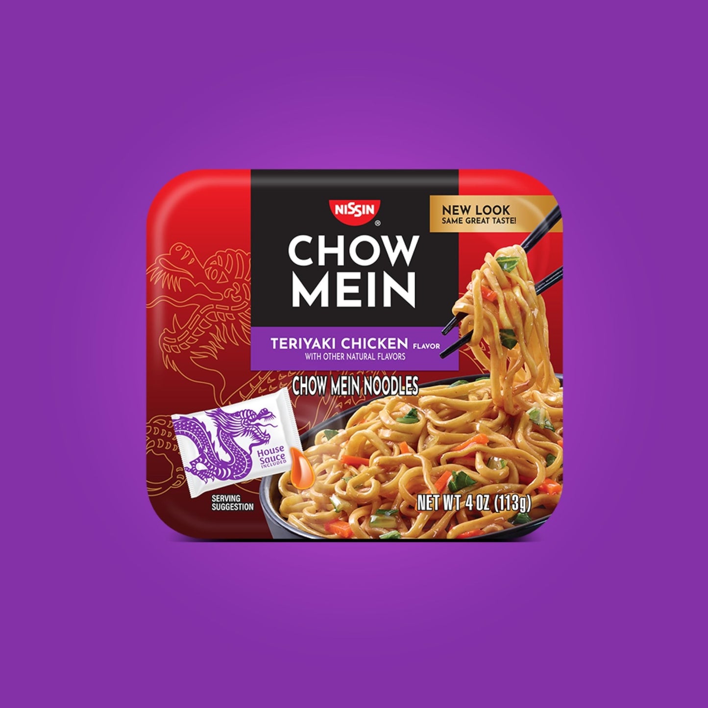 Nissin Chow Mein Noodles, Teriyaki Chicken, 4 Ounce (Pack of 8) - Fresh Hearth