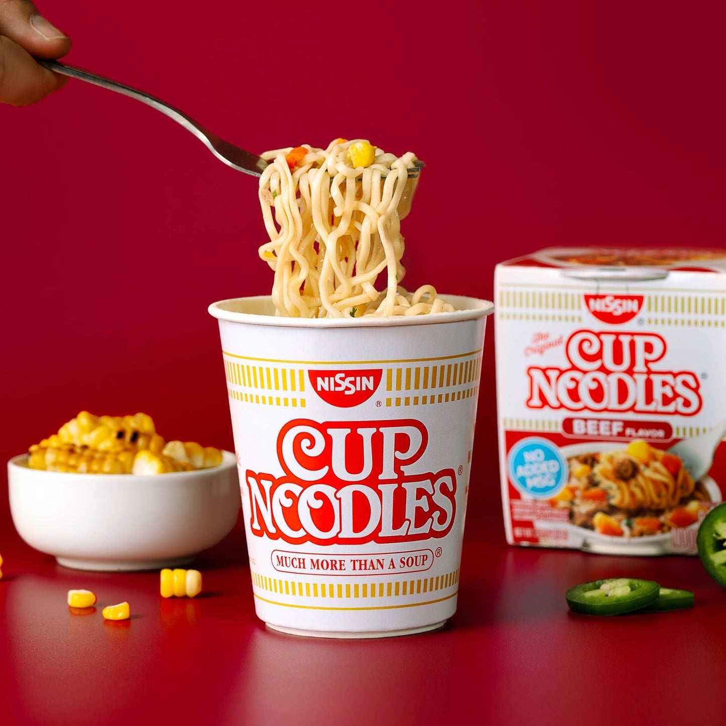 Nissin Cup Noodles Soup, Beef Flavor, Microwaveable Paper Cups, Instant Ramen, 2.25 Ounce (Pack of 12) - Fresh Hearth