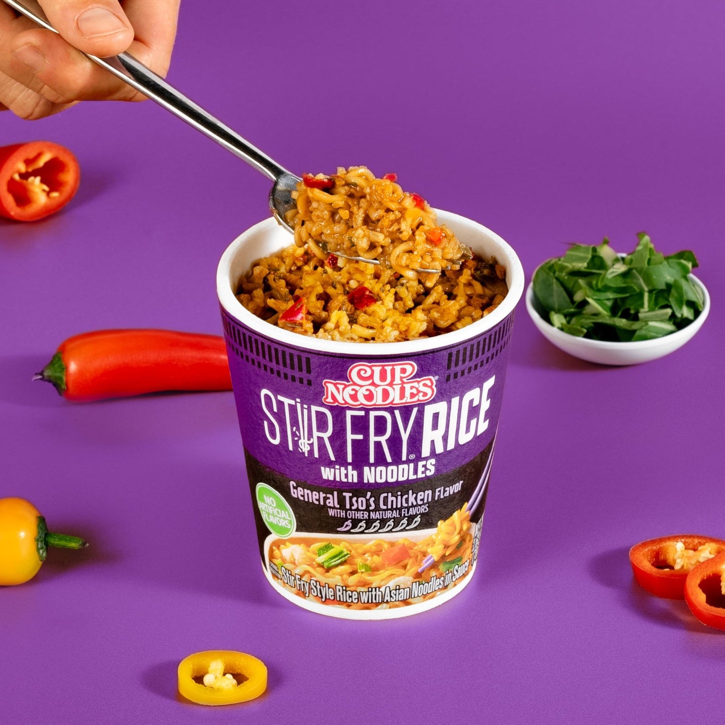 Nissin Cup Noodles Stir Fry Rice with Noodles, General Tso's Chicken, 2.68 Ounce (Pack of 6) - Fresh Hearth
