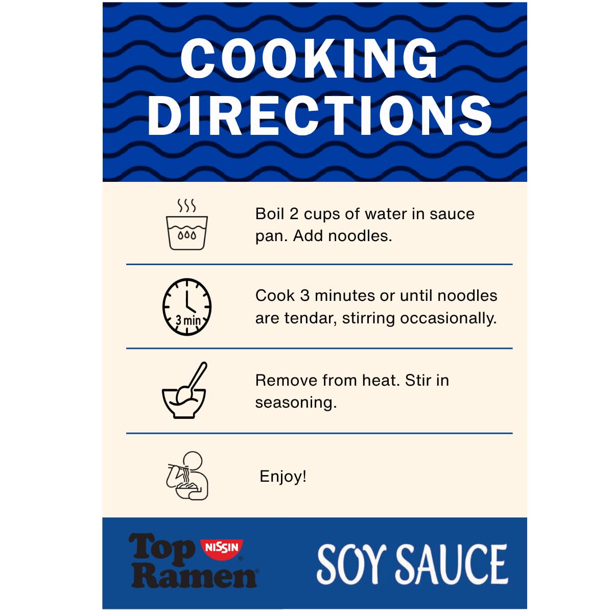 Nissin Top Ramen Noodle Soup, Soy Sauce, 3 Ounce (Pack of 24) - Fresh Hearth