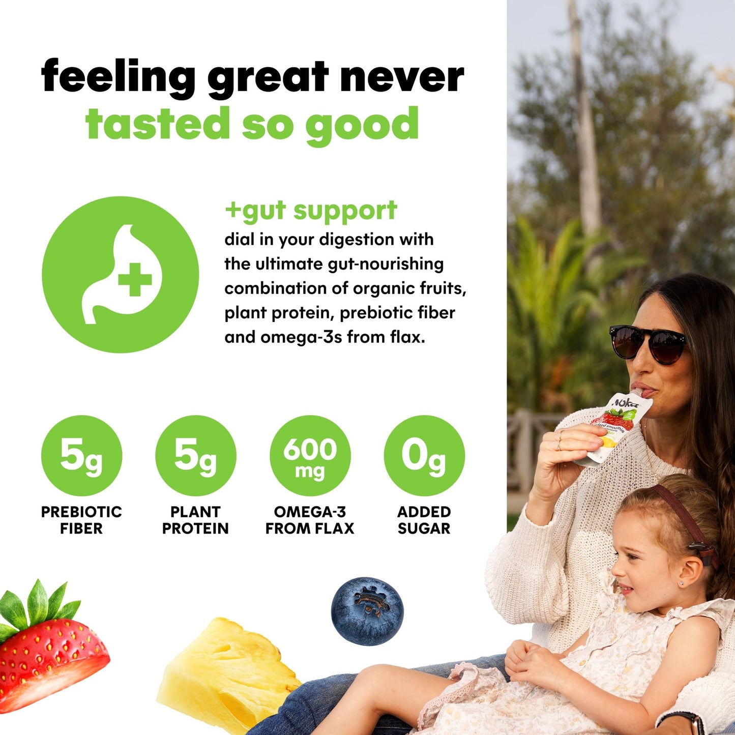 Noka Superfood Fruit Smoothie Pouches Variety Pack, Healthy Snacks with Flax Seed, Plant Protein and Prebiotic Fiber, Vegan and Gluten Free Snacks, Made in USA, Organic Squeeze Pouch, 4.22 oz, 12 Count - Fresh Hearth