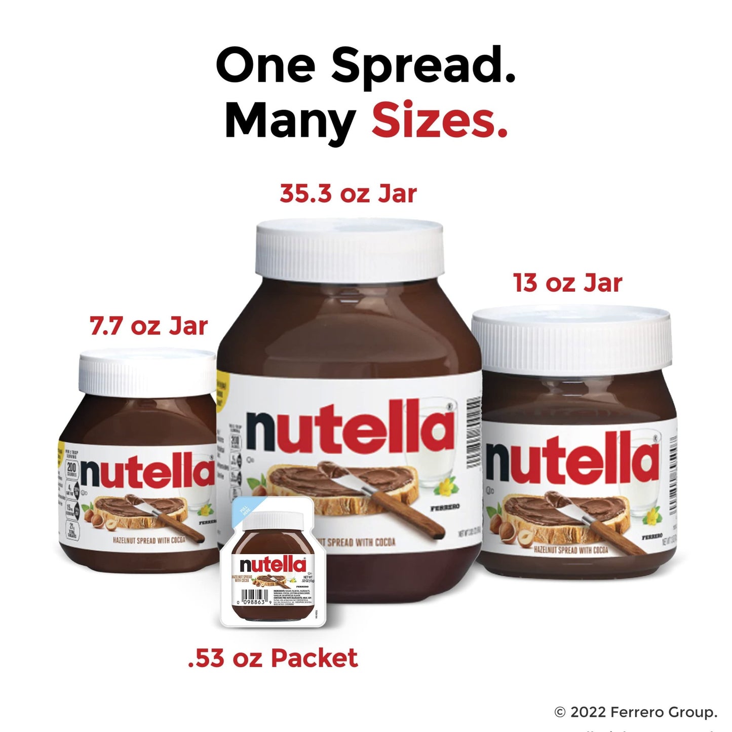 Nutella Hazelnut Spread with Cocoa for Breakfast, Bulk 120 Pack Mini Cups, 0.52 oz Each, Holiday Baking and Desserts - Fresh Hearth