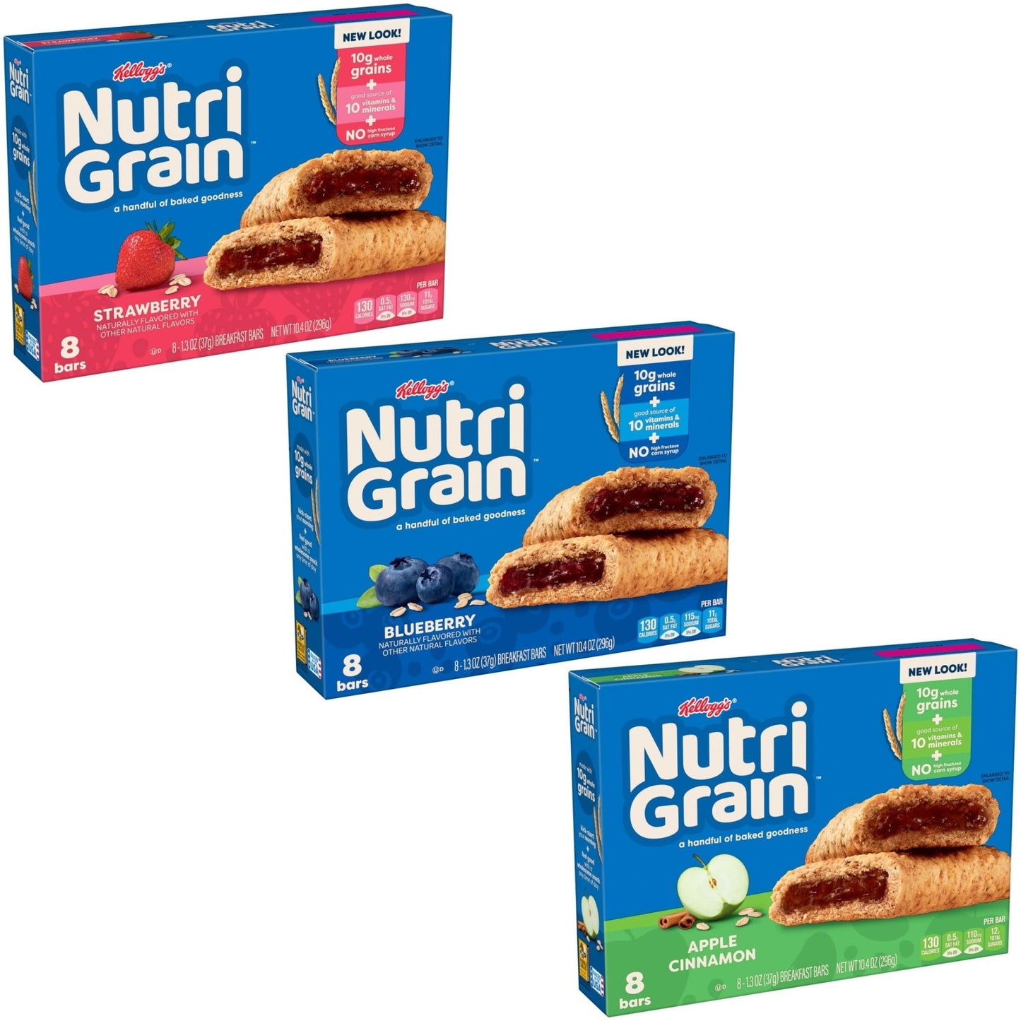 Nutri - Grain Soft Baked Breakfast Bars, Kids Snacks, Whole Grain, Variety Pack (4 Boxes, 32 Count) - Fresh Hearth