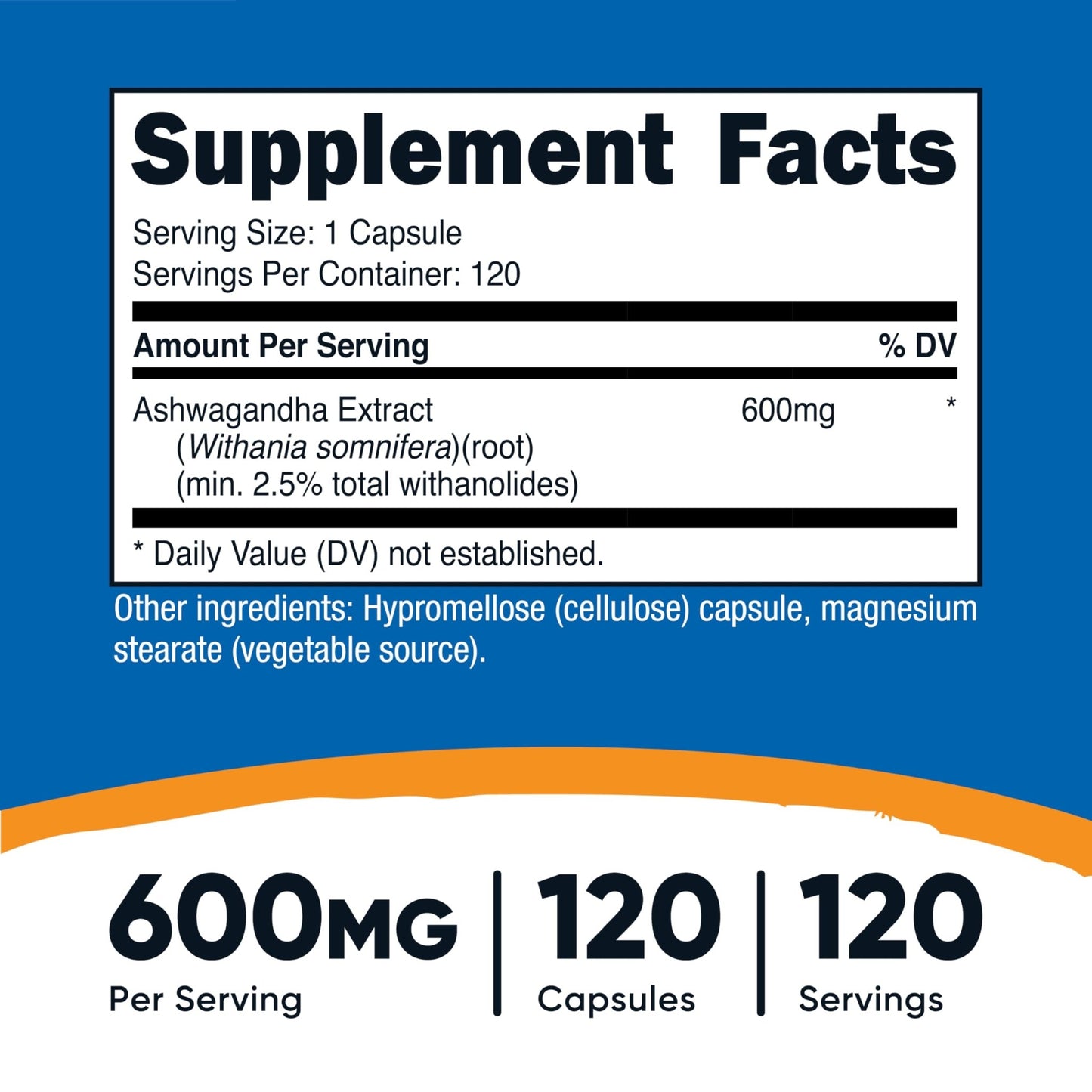Nutricost Ashwagandha Herbal Supplement 600mg, 120 Capsules - Vegetarian, Non - GMO, Gluten Free, Ashwagandha Root - Fresh Hearth