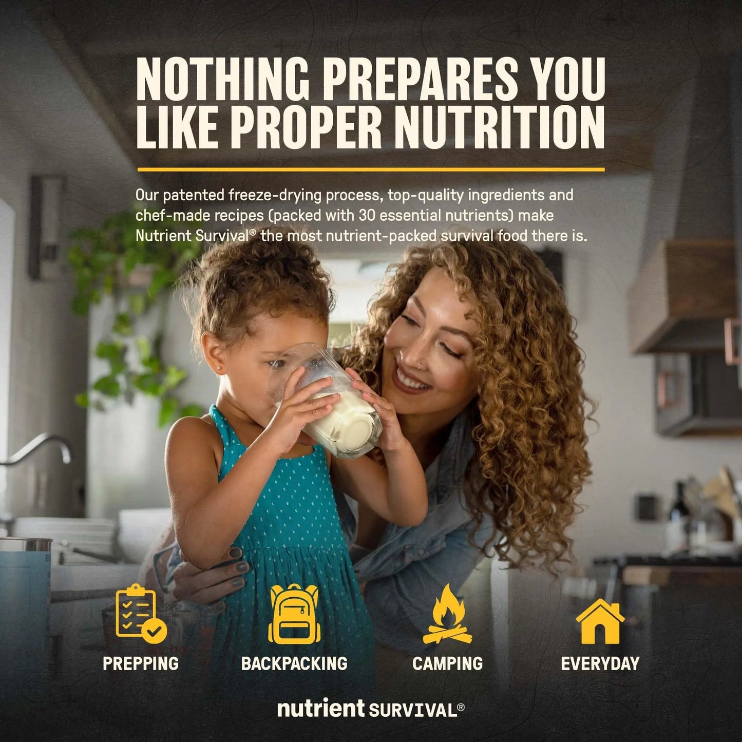 Nutrient Survival Vitamin Powdered Milk, Freeze Dried Prepper Supplies & Emergency Food Supply, 21 Essential Nutrients, Soy & Gluten Free, Shelf Stable Up to 25 Years, One Can, 50 Servings - Fresh Hearth