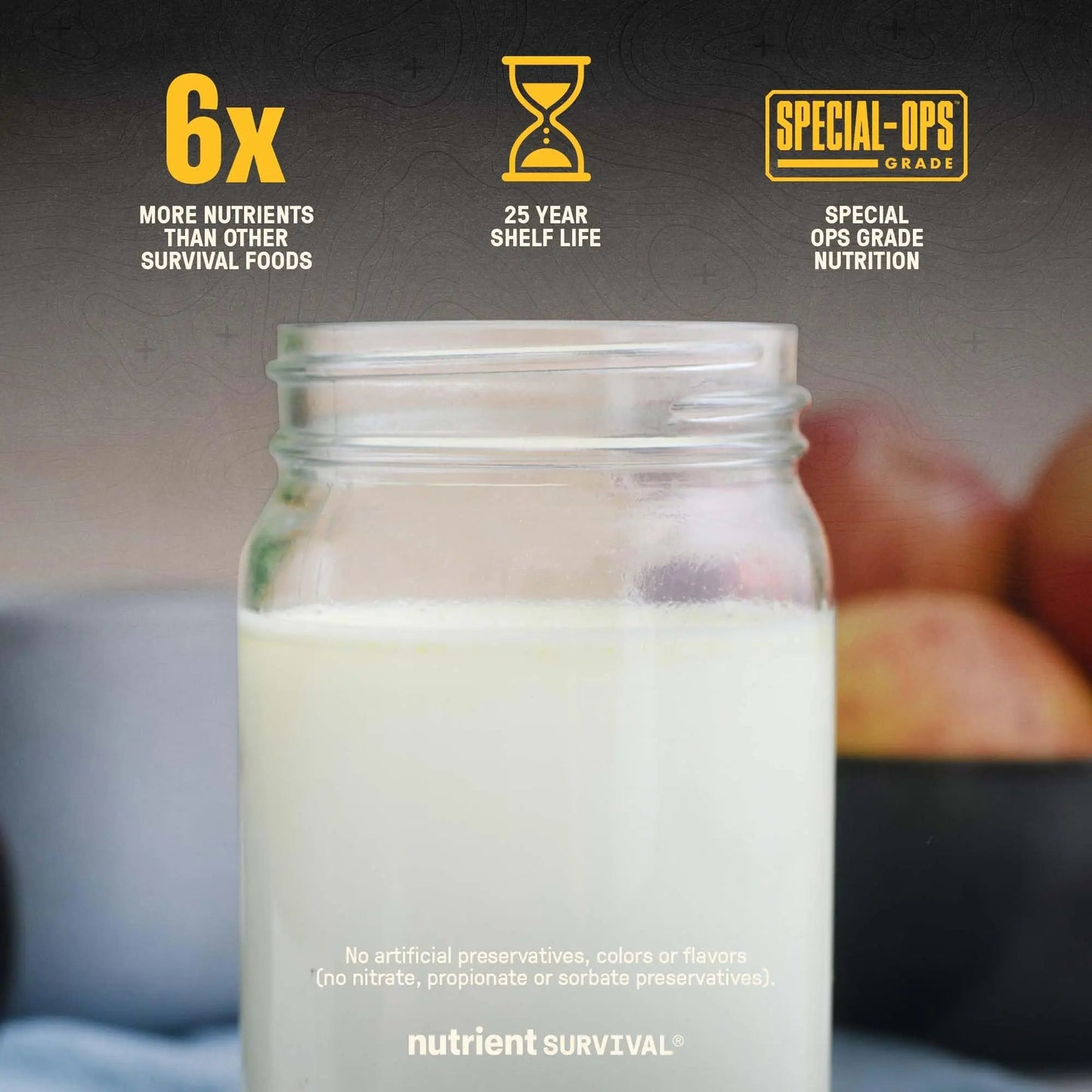 Nutrient Survival Vitamin Powdered Milk, Freeze Dried Prepper Supplies & Emergency Food Supply, 21 Essential Nutrients, Soy & Gluten Free, Shelf Stable Up to 25 Years, One Can, 50 Servings - Fresh Hearth