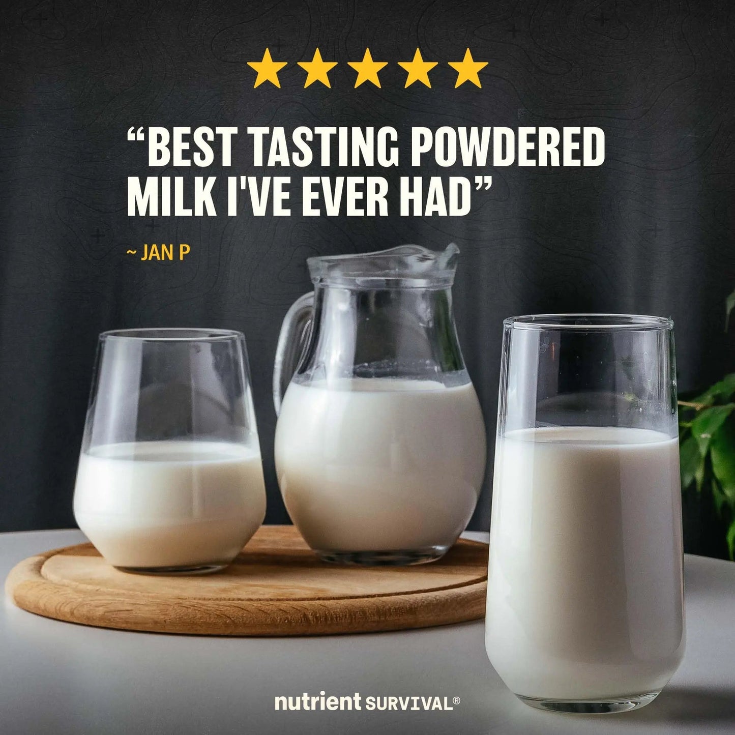Nutrient Survival Vitamin Powdered Milk, Freeze Dried Prepper Supplies & Emergency Food Supply, 21 Essential Nutrients, Soy & Gluten Free, Shelf Stable Up to 25 Years, One Can, 50 Servings - Fresh Hearth