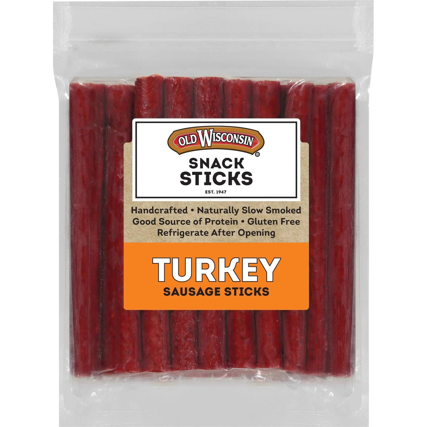 Old Wisconsin Turkey Sausage Snack Sticks, Naturally Smoked, Ready to Eat, High Protein, Low Carb, Keto, Gluten Free, 28 Ounce Resealable Package - Fresh Hearth