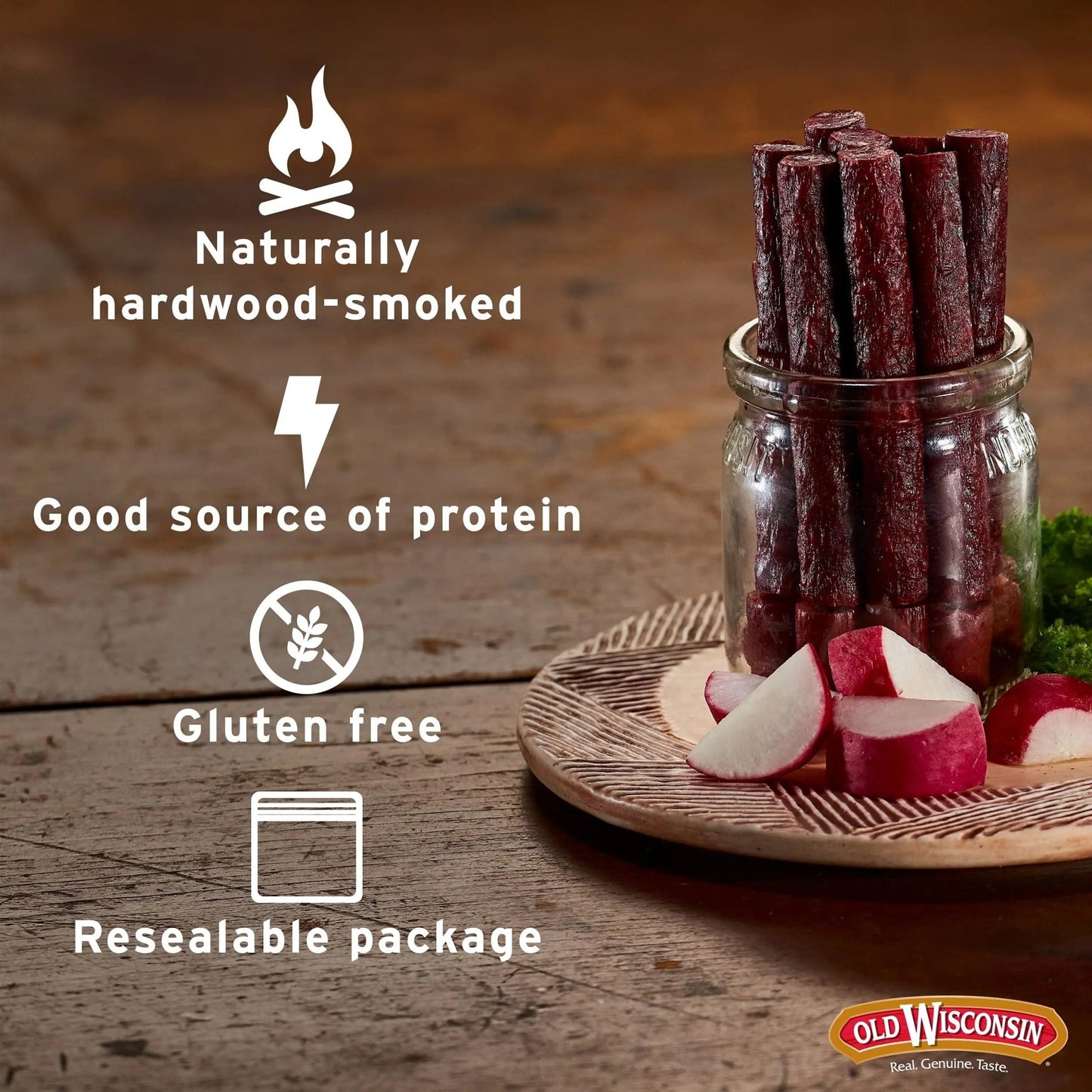Old Wisconsin Turkey Sausage Snack Sticks, Naturally Smoked, Ready to Eat, High Protein, Low Carb, Keto, Gluten Free, 28 Ounce Resealable Package - Fresh Hearth
