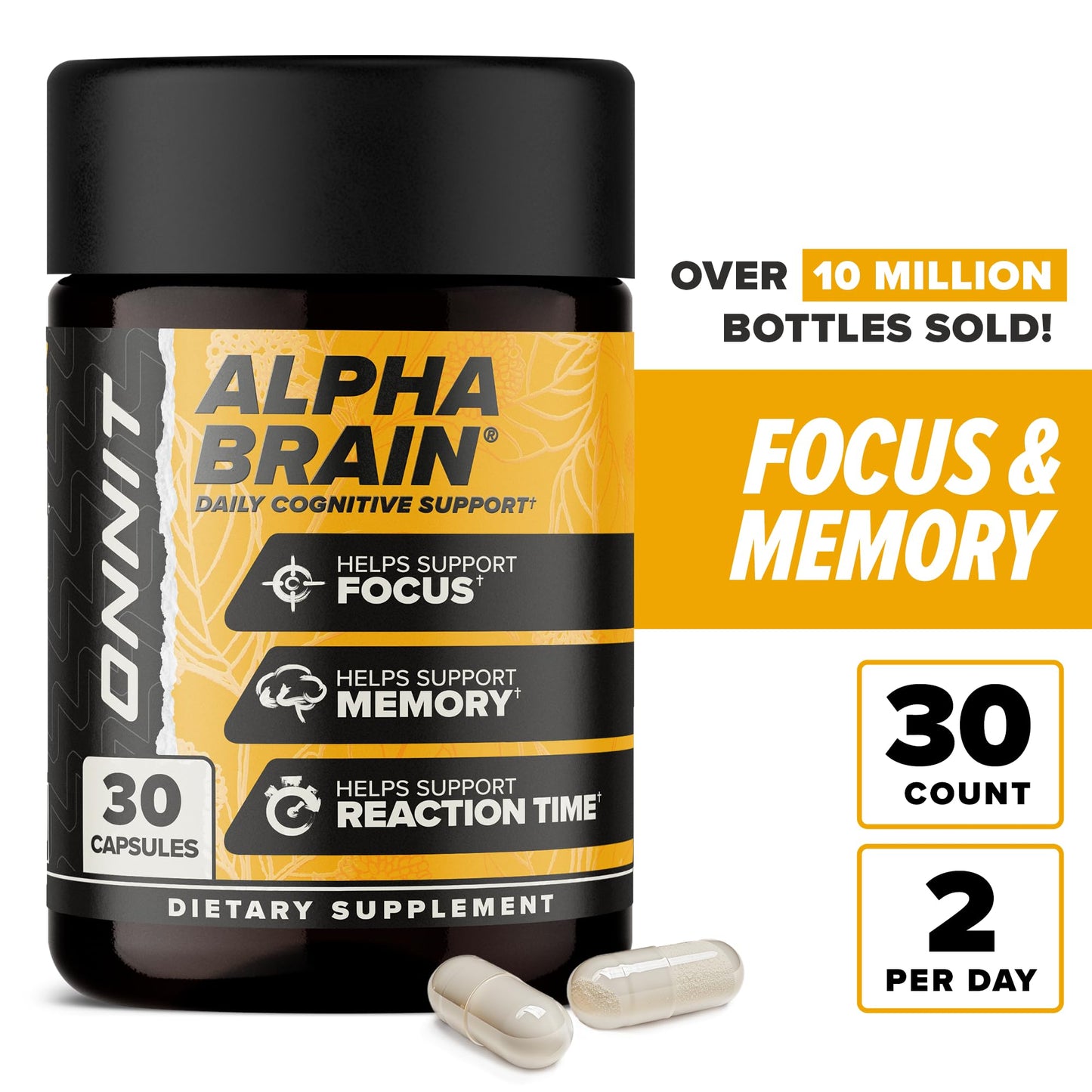 ONNIT Alpha Brain Nootropic Brain Supplement for Men & Women | Memory, Mental Clarity & Cognitive Improvement | Focus Capsules with L - Theanine, Vitamin B6 & Phosphatidylserine (30 Count) - Fresh Hearth
