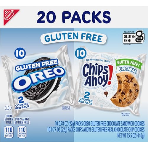 OREO Chocolate Sandwich Cookies & CHIPS AHOY! Chocolate Chip Cookies Gluten Free Cookies Variety Pack, 20 Snack Packs - Fresh Hearth