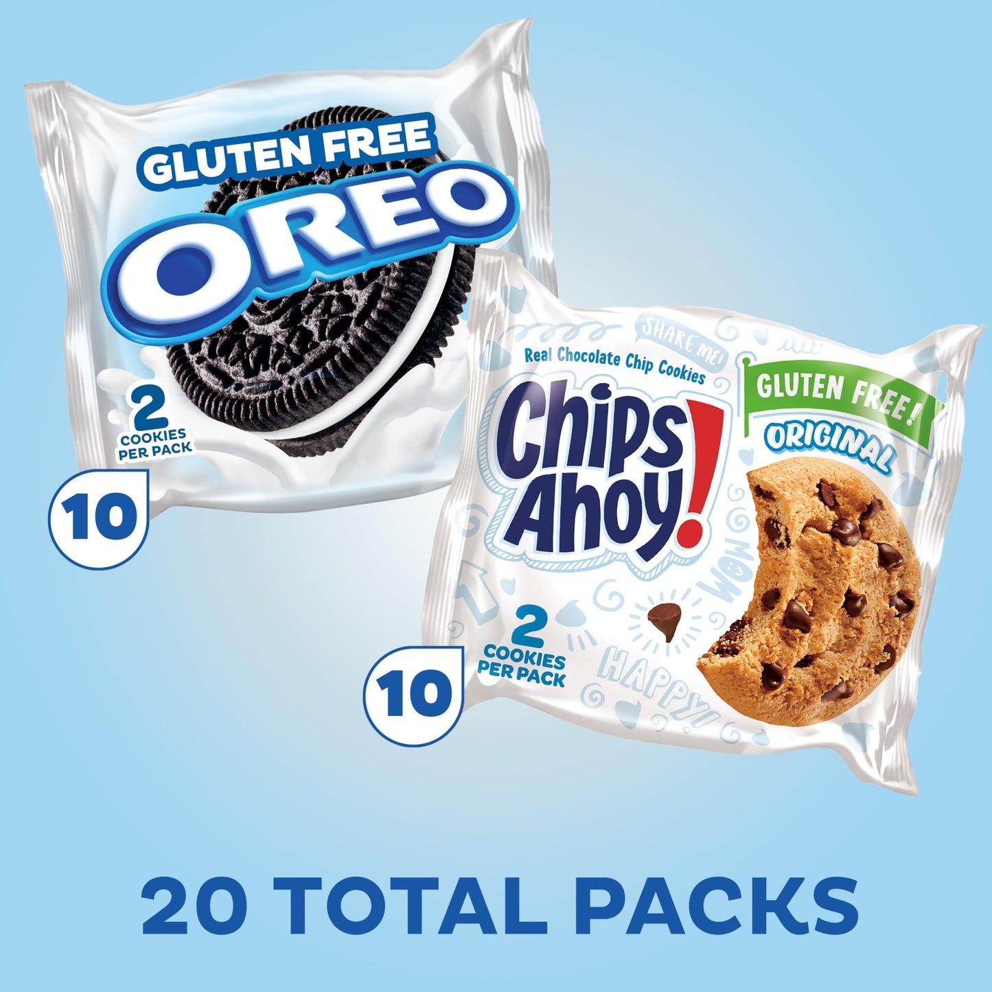 OREO Chocolate Sandwich Cookies & CHIPS AHOY! Chocolate Chip Cookies Gluten Free Cookies Variety Pack, 20 Snack Packs - Fresh Hearth