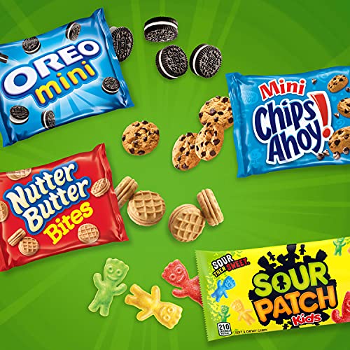 OREO Mini Cookies, CHIPS AHOY! Mini Cookies, SOUR PATCH KIDS Candy & Nutter Butter Bites & Candy Variety Pack, 32 Snack Packs - Fresh Hearth