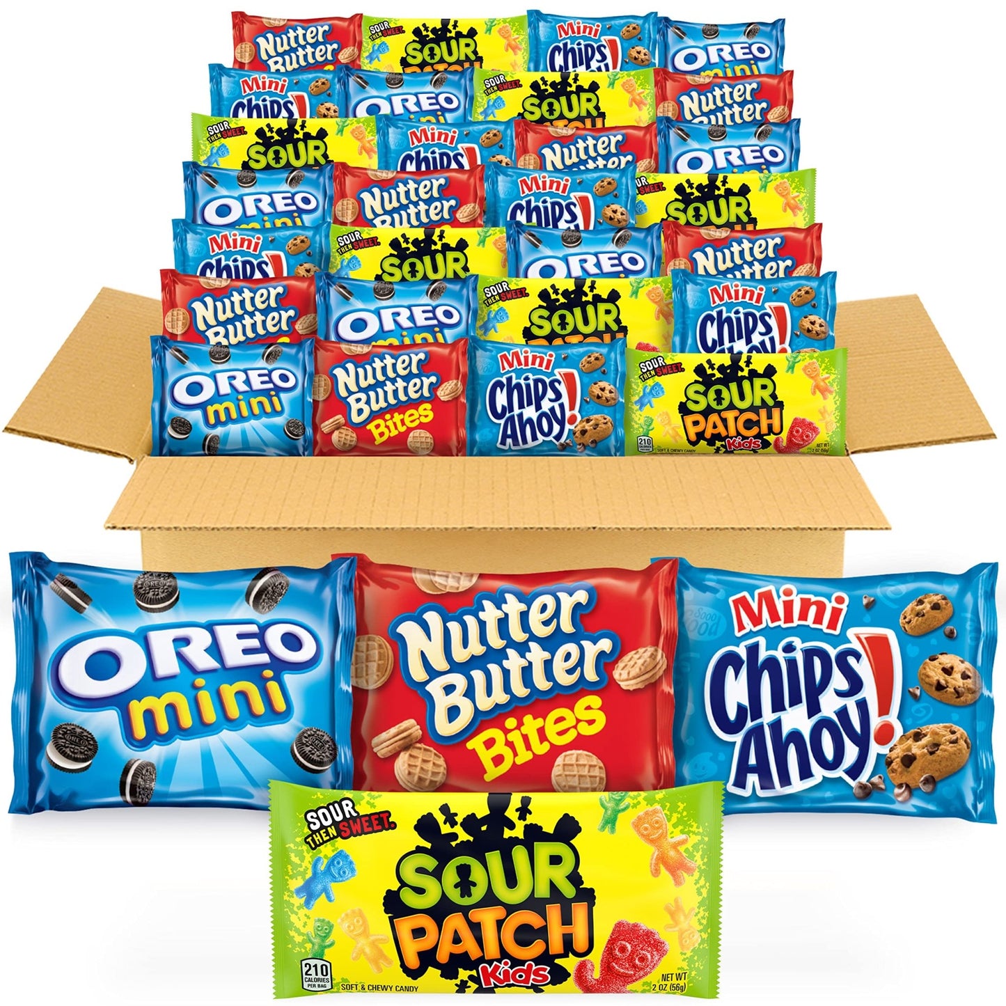 OREO Mini Cookies, CHIPS AHOY! Mini Cookies, SOUR PATCH KIDS Candy & Nutter Butter Bites & Candy Variety Pack, 32 Snack Packs - Fresh Hearth
